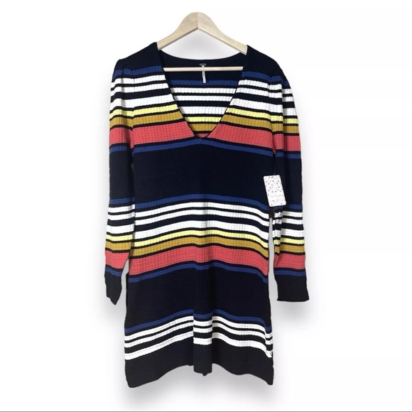 Free People Dresses & Skirts - NWT Free People Gidget Sweater Mini Dress Striped Size Large NEW